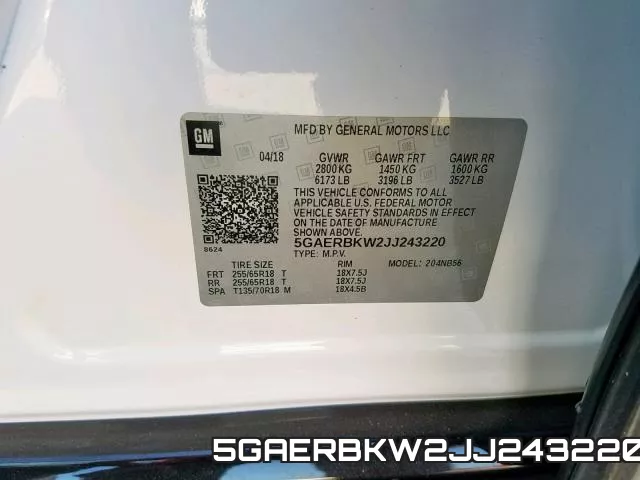 5GAERBKW2JJ243220 фото 2