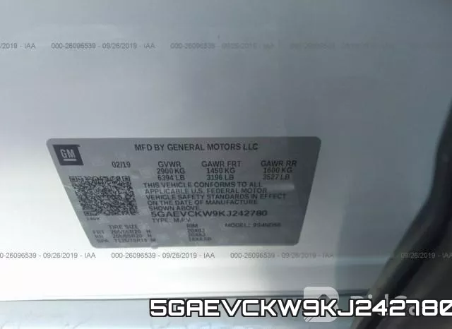 5GAEVCKW9KJ242780 фото 10