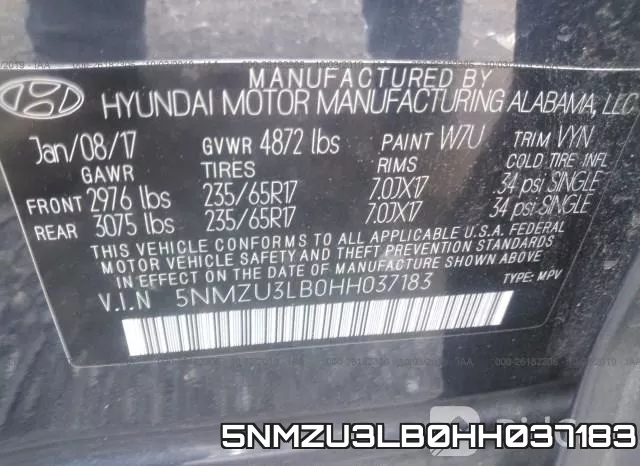 5NMZU3LB0HH037183 фото 10