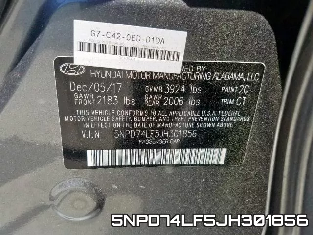 5NPD74LF5JH301856 фото 2
