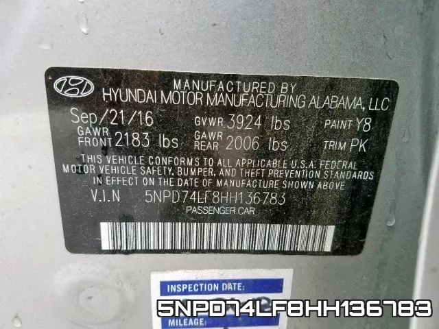 5NPD74LF8HH136783 фото 2