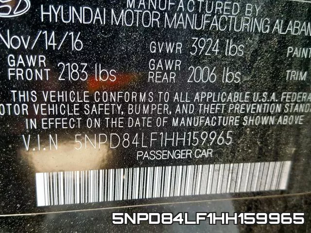 5NPD84LF1HH159965 фото 2