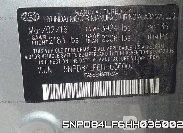 5NPD84LF6HH036002 фото 10