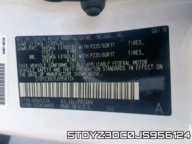 5TDYZ3DC0JS956124 фото 2