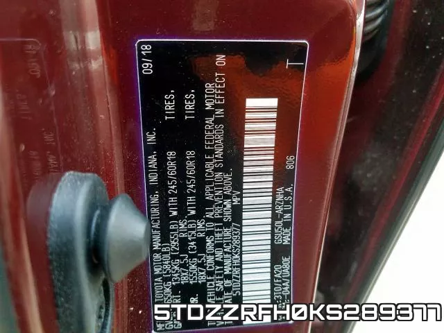 5TDZZRFH0KS289377 фото 2