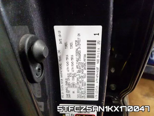 5TFCZ5AN1KX170047 фото 2