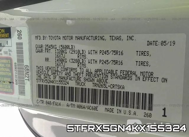 5TFRX5GN4KX155324 фото 10