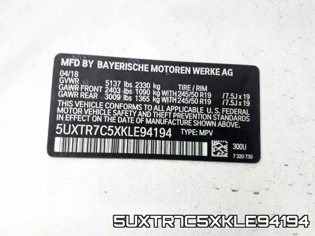 5UXTR7C5XKLE94194 фото 2