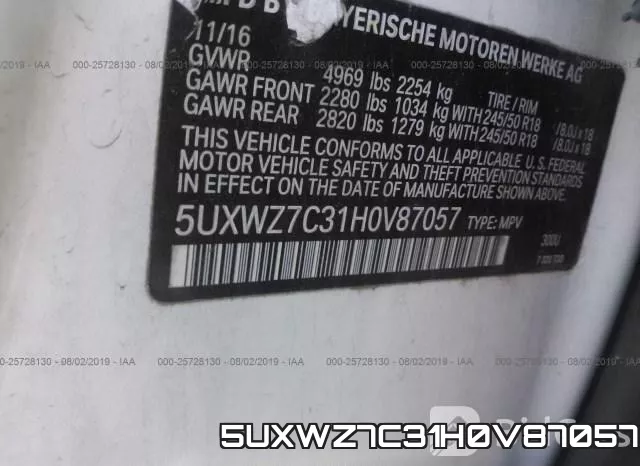 5UXWZ7C31H0V87057 фото 7