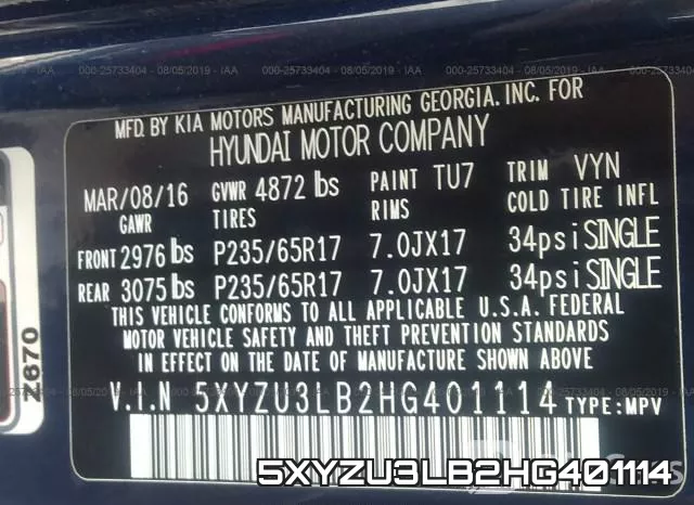 5XYZU3LB2HG401114 фото 10