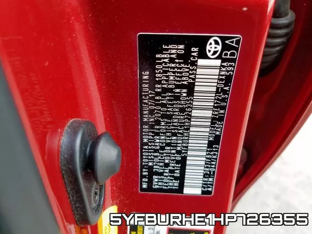 5YFBURHE1HP726355 фото 2