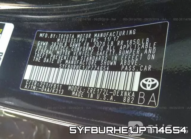 5YFBURHE1JP774654 фото 9