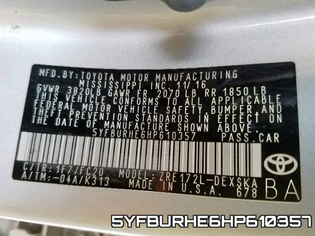 5YFBURHE6HP610357 фото 2