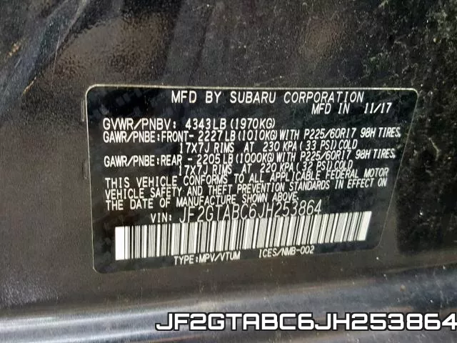 JF2GTABC6JH253864 фото 2