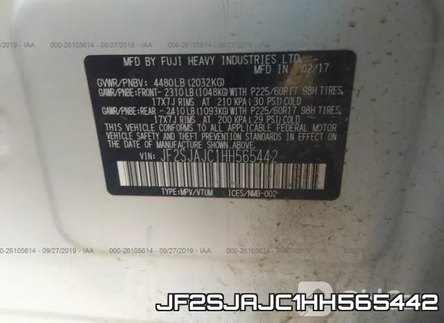 JF2SJAJC1HH565442 фото 10