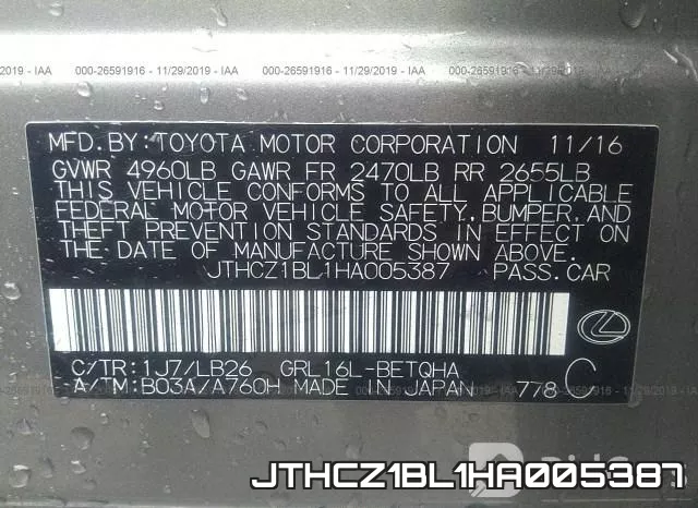 JTHCZ1BL1HA005387 фото 9