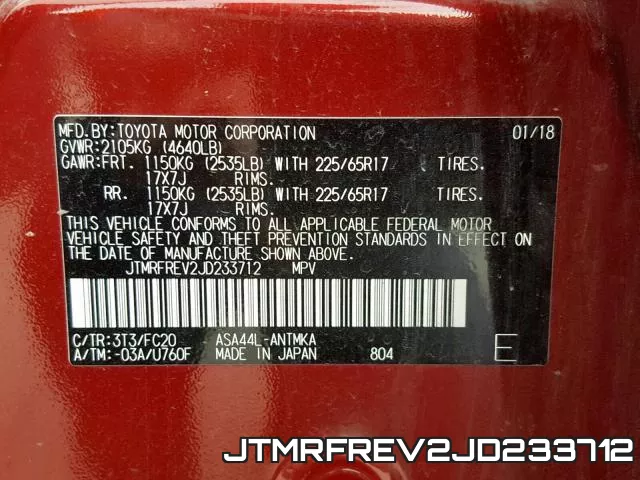 JTMRFREV2JD233712 фото 2