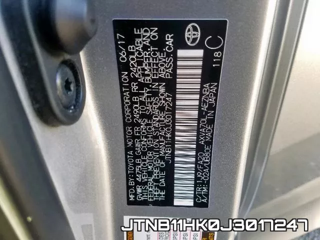 JTNB11HK0J3017247 фото 2