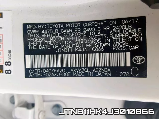 JTNB11HK4J3010866 фото 2