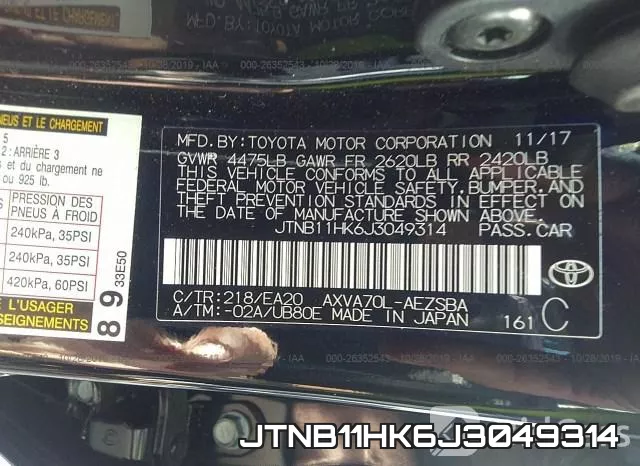 JTNB11HK6J3049314 фото 10