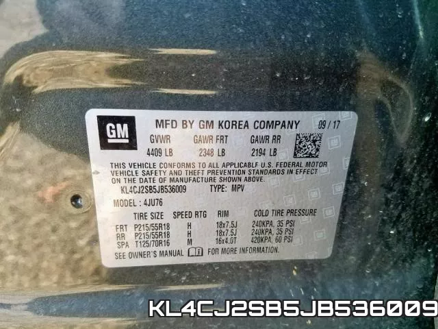 KL4CJ2SB5JB536009 фото 2