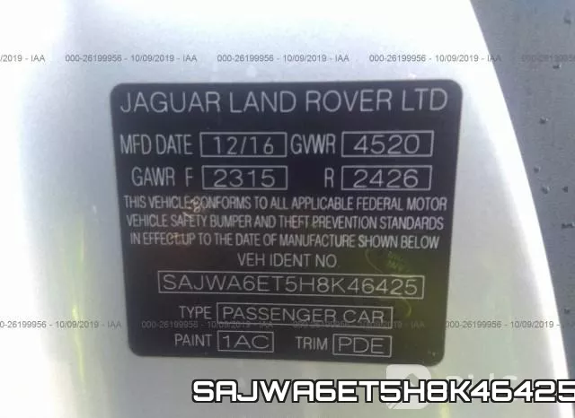 SAJWA6ET5H8K46425 фото 10