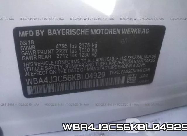 WBA4J3C56KBL04929 фото 10