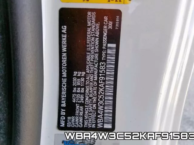 WBA4W3C52KAF91583 фото 2