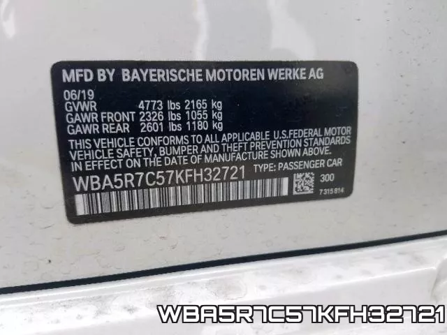 WBA5R7C57KFH32721 фото 2