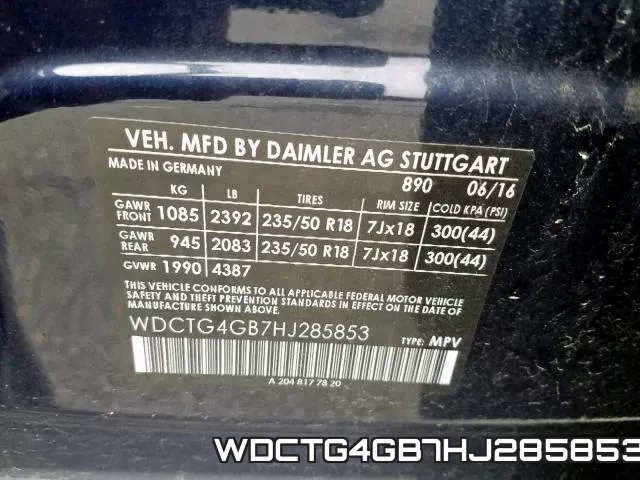 WDCTG4GB7HJ285853 фото 2