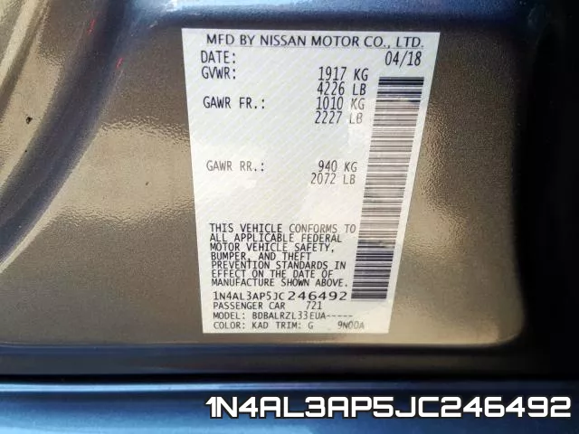 1N4AL3AP5JC246492 фото 2