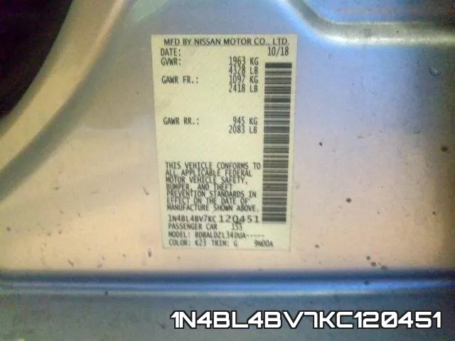 1N4BL4BV7KC120451 фото 2