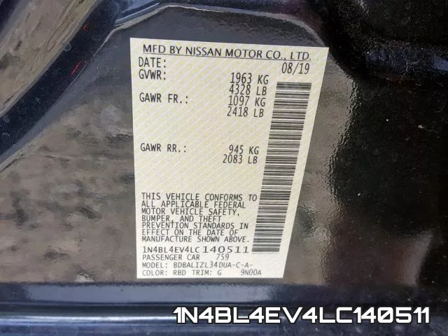 1N4BL4EV4LC140511 фото 2
