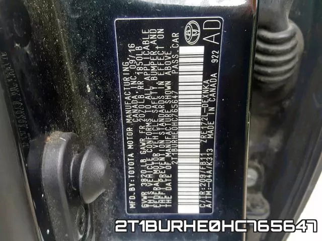 2T1BURHE0HC765647 фото 2