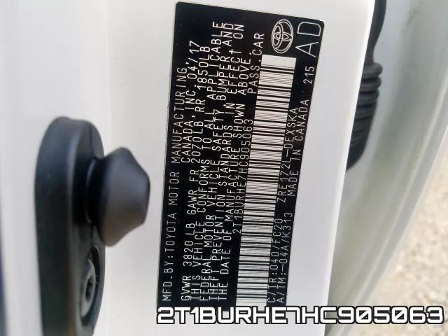 2T1BURHE7HC905063 фото 2