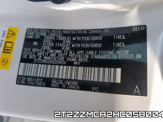 2T2ZZMCA2HC058004 фото 2