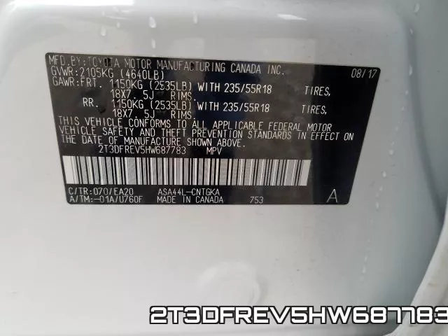 2T3DFREV5HW687783 фото 2