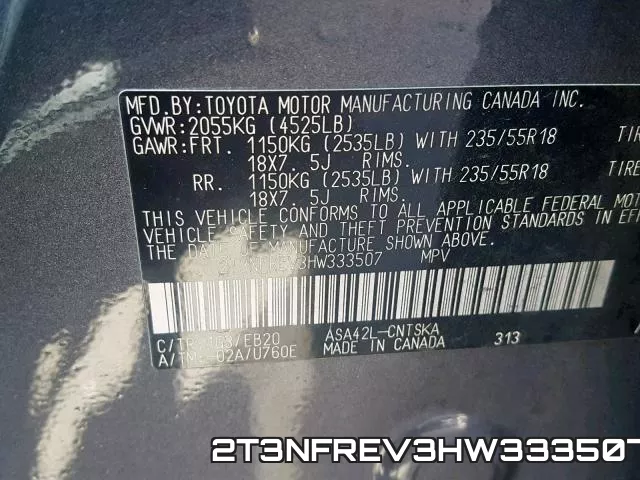 2T3NFREV3HW333507 фото 2