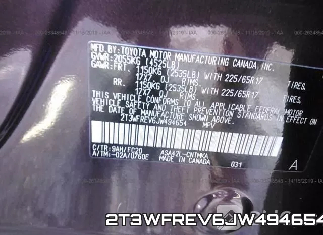 2T3WFREV6JW494654 фото 10