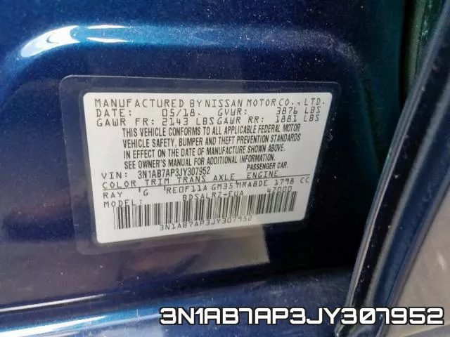 3N1AB7AP3JY307952 фото 2