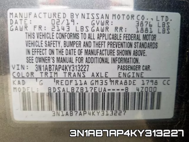 3N1AB7AP4KY313227 фото 2