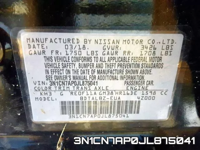 3N1CN7AP0JL875041 фото 2