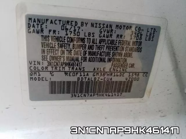 3N1CN7AP9HK461417 фото 2
