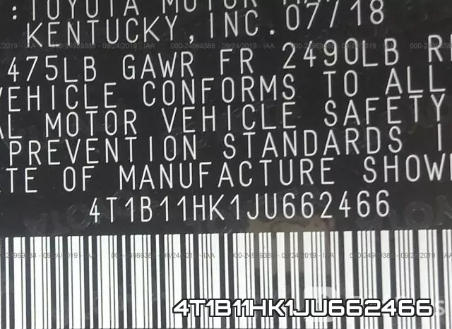 4T1B11HK1JU662466 фото 10