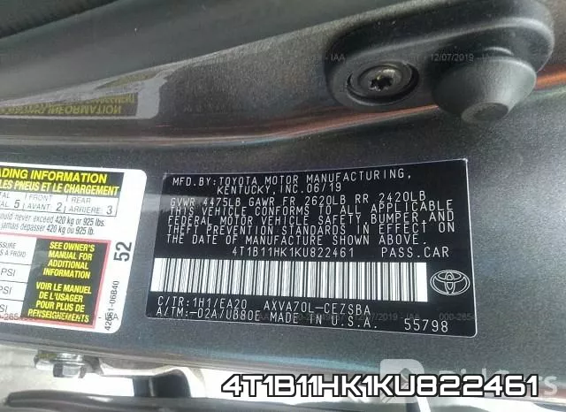 4T1B11HK1KU822461 фото 9