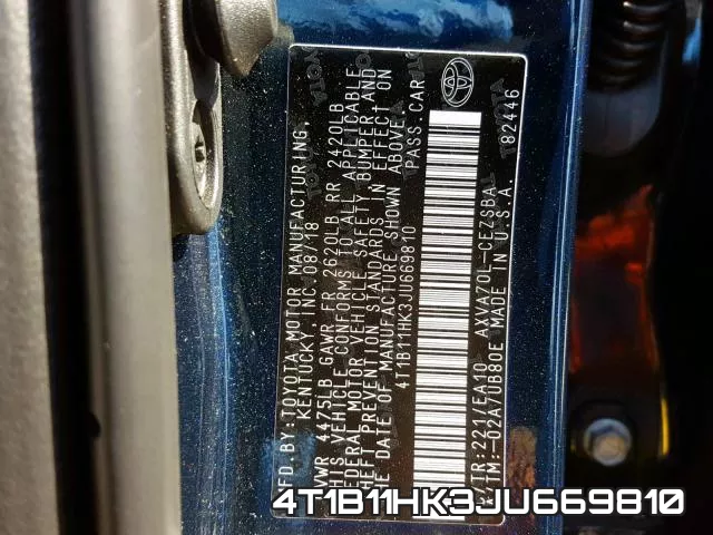 4T1B11HK3JU669810 фото 2