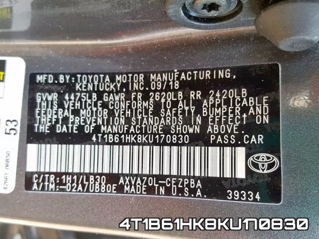 4T1B61HK8KU170830 фото 2