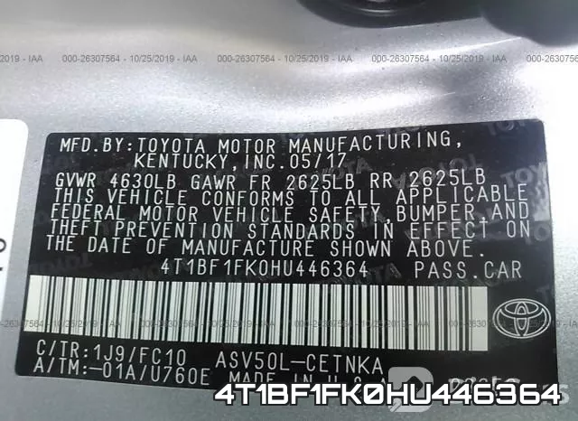4T1BF1FK0HU446364 фото 9