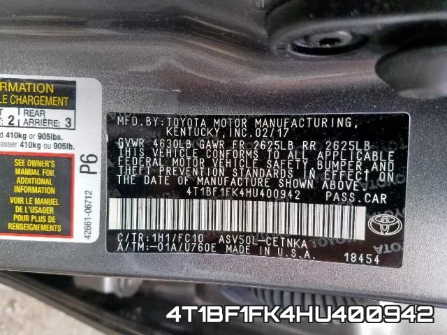 4T1BF1FK4HU400942 фото 2
