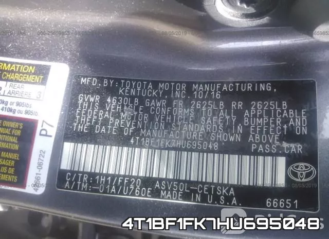 4T1BF1FK7HU695048 фото 10